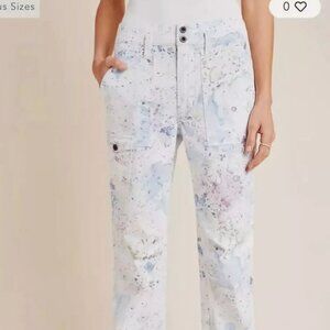 Anthropologie Pilcro Pants 29 The Wanderer Splatter Cargo Jeans Watercolor